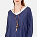 Misumi - Cotton Double Layer Top with Free Necklace (Size - One Size) - Navy