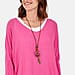 Misumi - Cotton Double Layer Top with Free Necklace (Size - One Size) - Navy