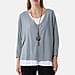 Misumi - Cotton Double Layer Top with Free Necklace (Size - One Size) - Navy