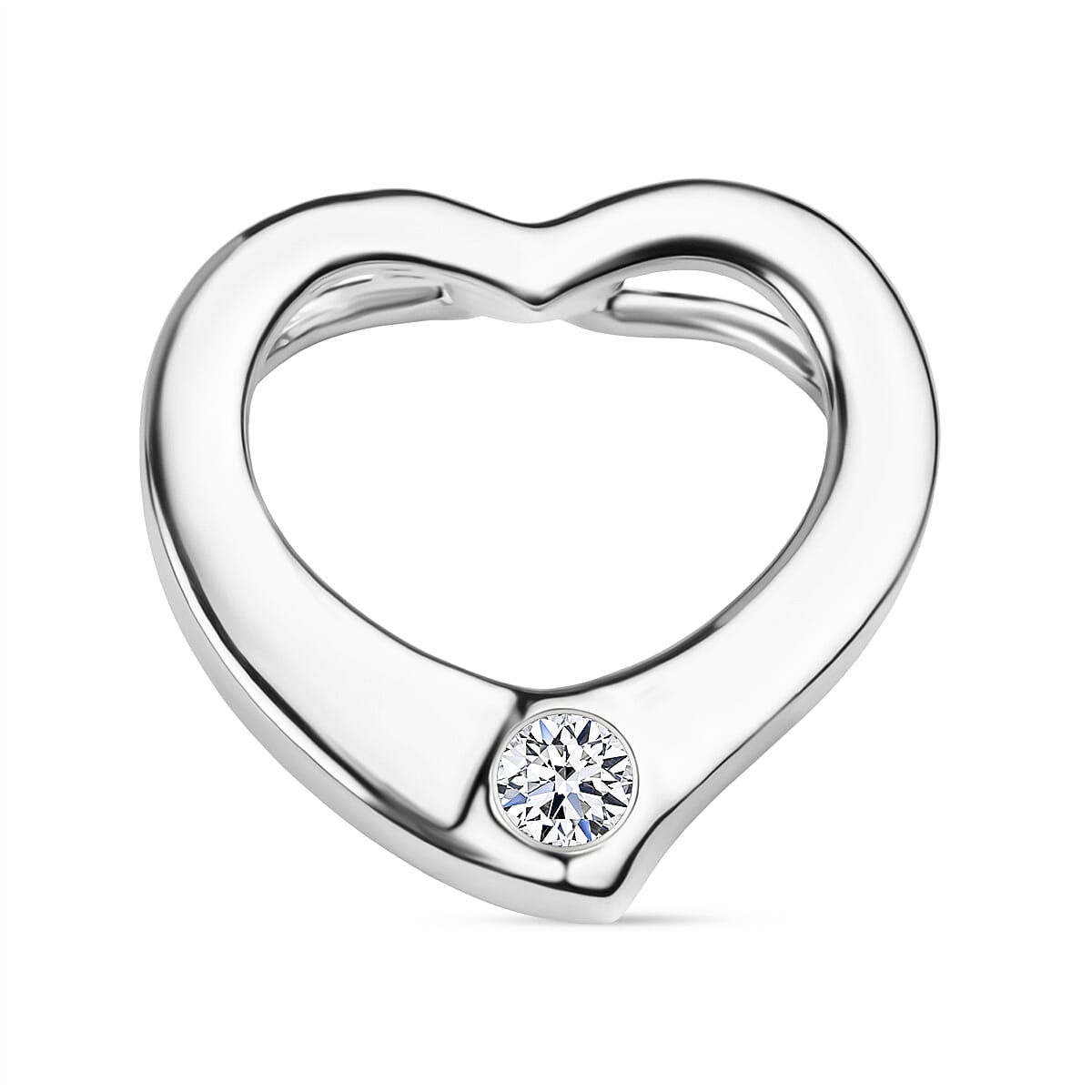 Luxuriant Diamond Lab Grown Diamond (SI-G-H) Heart Pendant in Rhodium Overlay Sterling Silver