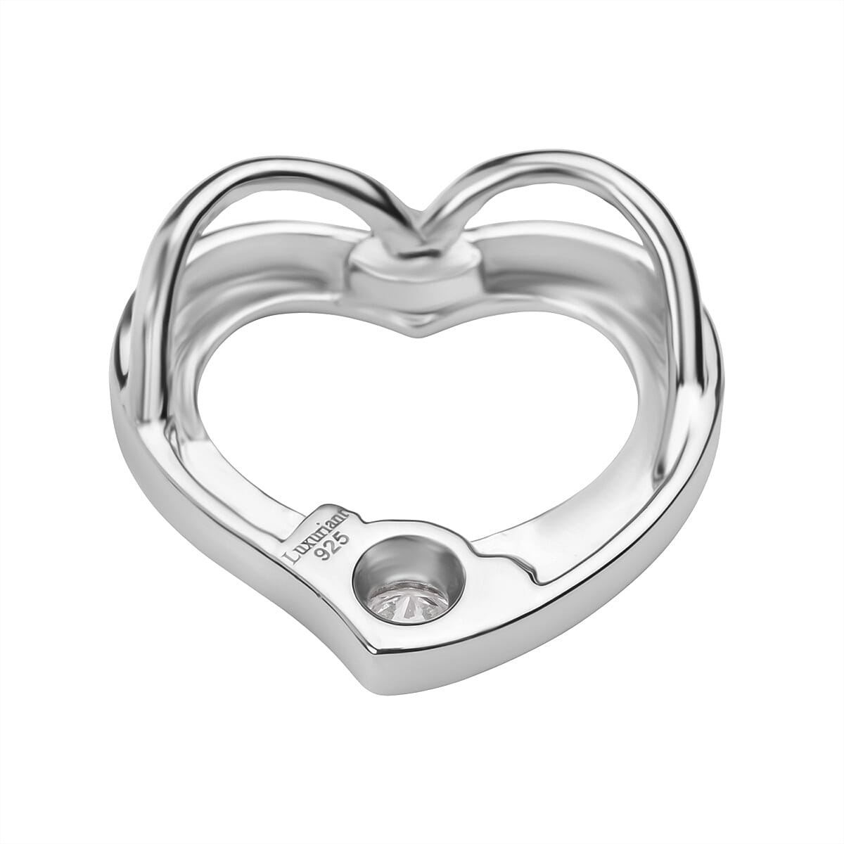 Luxuriant Diamond Lab Grown Diamond (SI-G-H) Heart Pendant in Rhodium Overlay Sterling Silver
