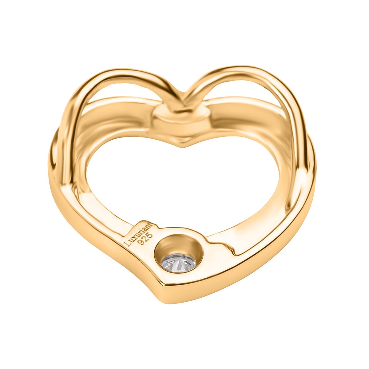 Luxuriant Diamond Lab Grown Diamond Heart Pendant in 18K Vermeil Yellow Gold Plated Sterling Silver
