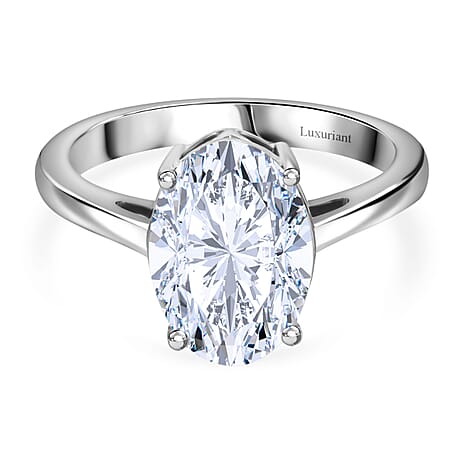 Luxuriant Diamond 950 Platinum IGI Certified Oval Cut Lab Grown Diamond Ring 3.02 Ct.