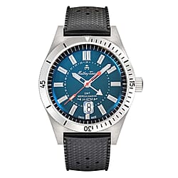 Mathey Tissot - Mergulhador GMT MRGSK Quartz Movt. 20ATM WR Teal Dial Mens Watch with Black Genuine Leather Strap