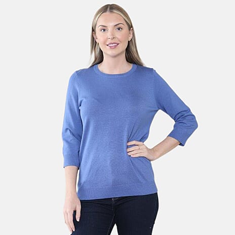 Anonymous Crew Neck Knitted Top (Size S) - Denim