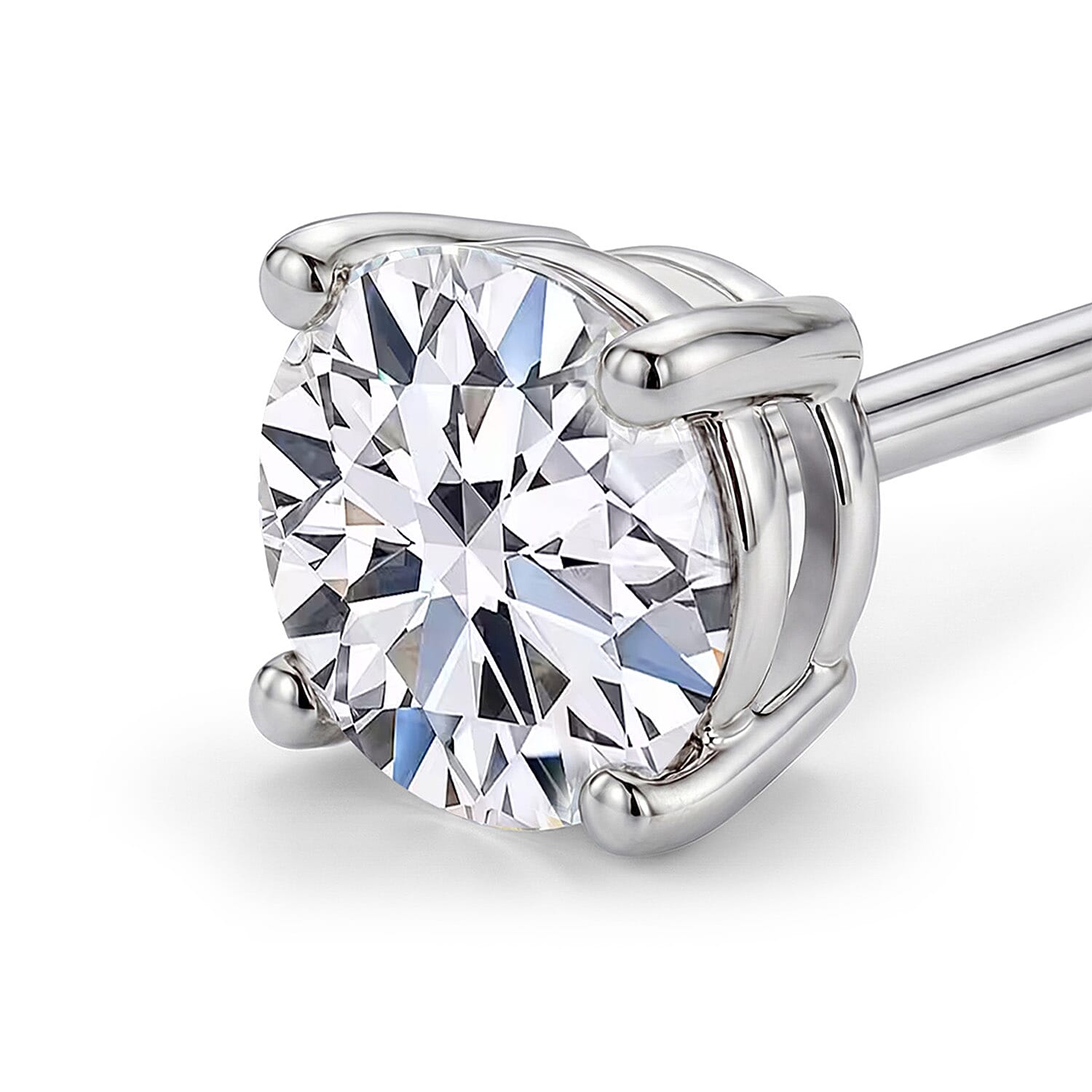 Luxuriant Diamond Lab Grown Diamond Push Back Stud Earrings in Platinum Overlay Sterling Silver 1.50 Ct.