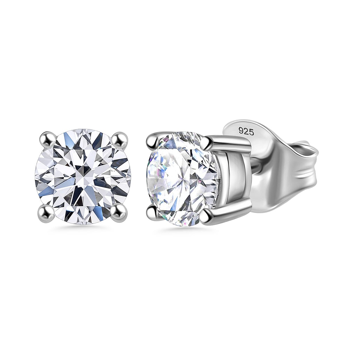 Luxuriant Diamond Lab Grown Diamond Push Back Stud Earrings in Platinum Overlay Sterling Silver 1.50 Ct.