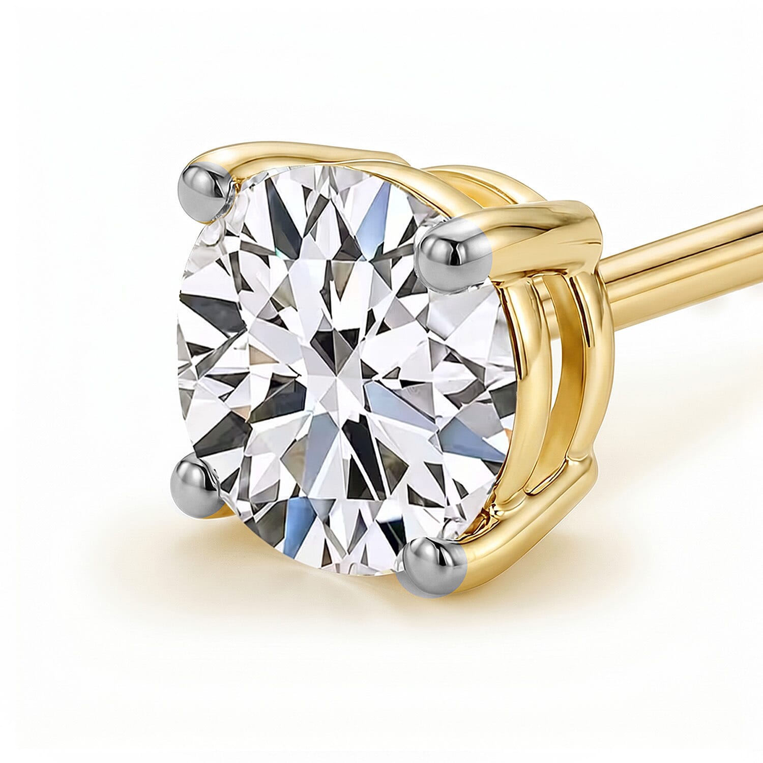 Luxuriant Diamond Lab Grown Diamond Push Back Earrings in Vermeil Yellow Gold Plated Sterling Silver 1.5 Ct.