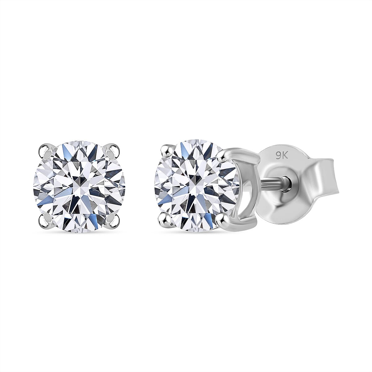 Luxuriant 9K White Gold Lab Grown Diamond (SI-GH) Earring with Push Back 1.50 Ct.