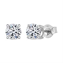 LUXURIANT 1.5 Ct. Lab Grown Diamond Solitaire Stud Earring with Push Back in 9K White Gold (SI-GH)