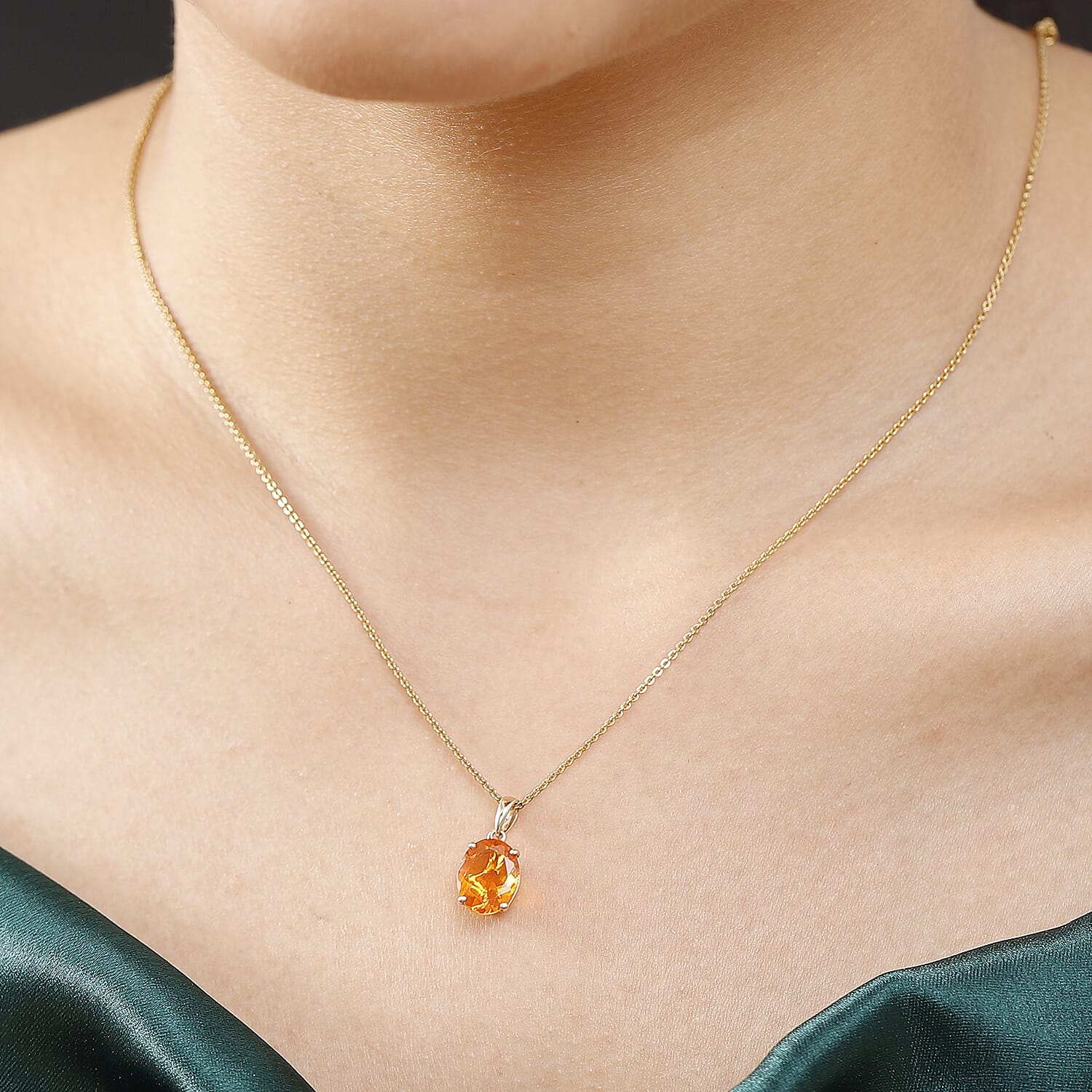 9K Yellow Gold AAA Crimson Fire Opal Pendant 1.94 Ct.