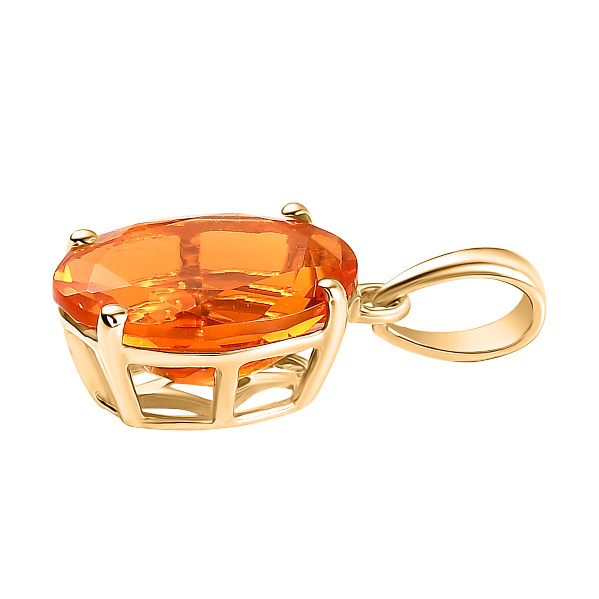 9K Yellow Gold AAA Crimson Fire Opal Pendant 1.94 Ct.