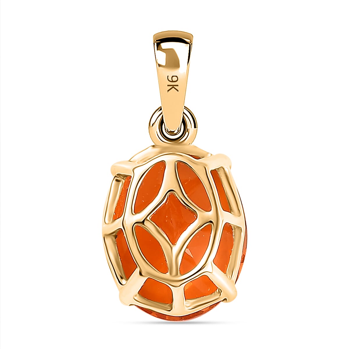 9K Yellow Gold AAA Crimson Fire Opal Pendant 1.94 Ct.