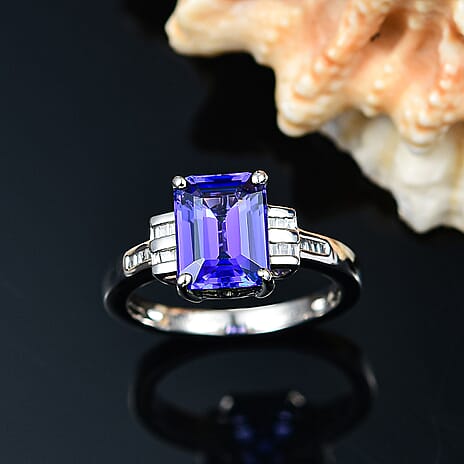 RHAPSODY 950 Platinum AAAA Tanzanite & White Diamond (VS-E-F) Ring 2.58 Ct, Platinum wt. 4.88 Gms.