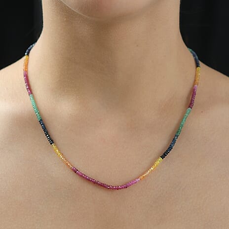 Yellow Sapphire & Multi Gemstones Necklace (Size - 18-2 Ext.) in Yellow Gold Plated Sterling Silver 29.50 Ct.