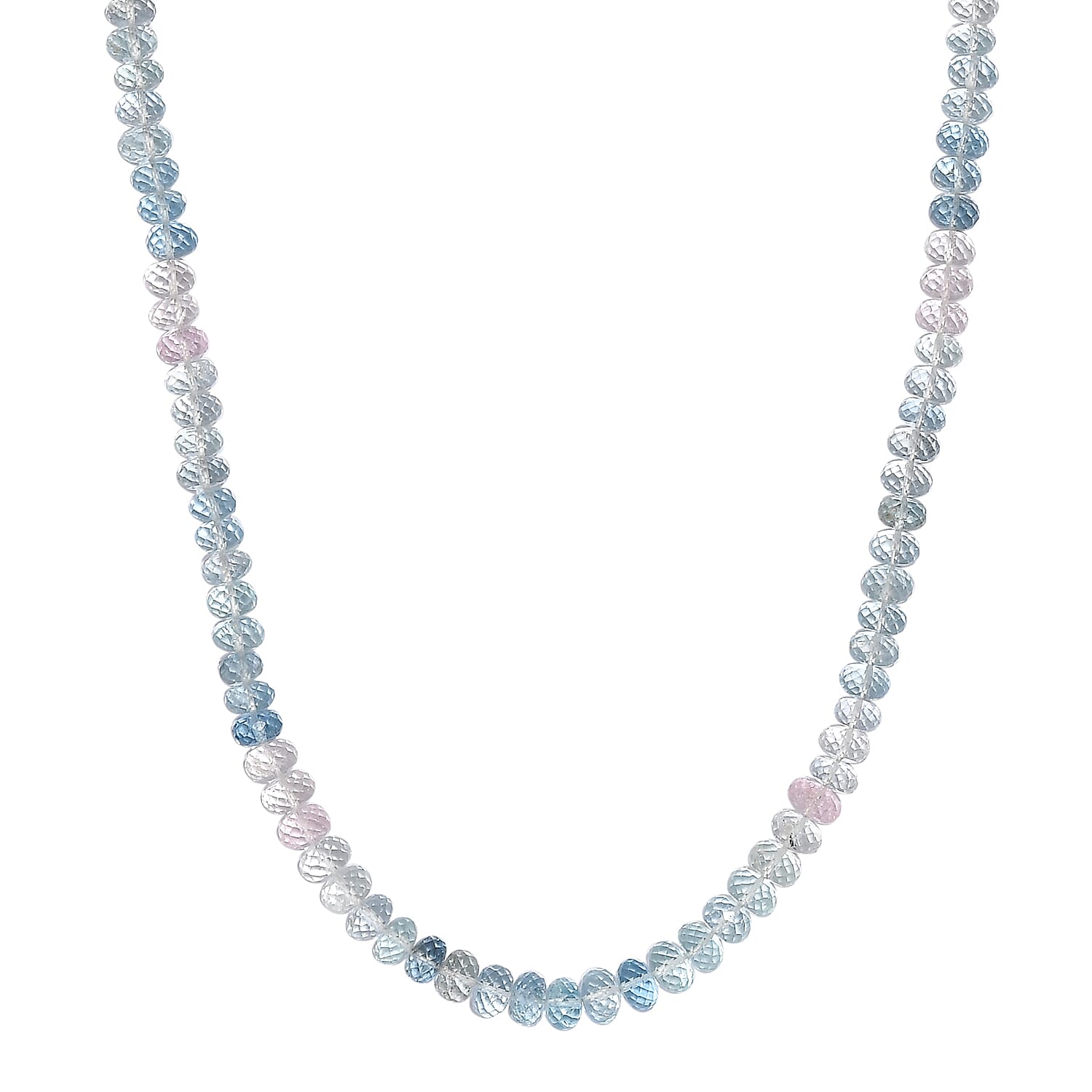 Aquamarine and Morganite Necklace (Size - 18+2 Ext.) in Yellow Gold Plated Sterling Silver 125.00 Ct.