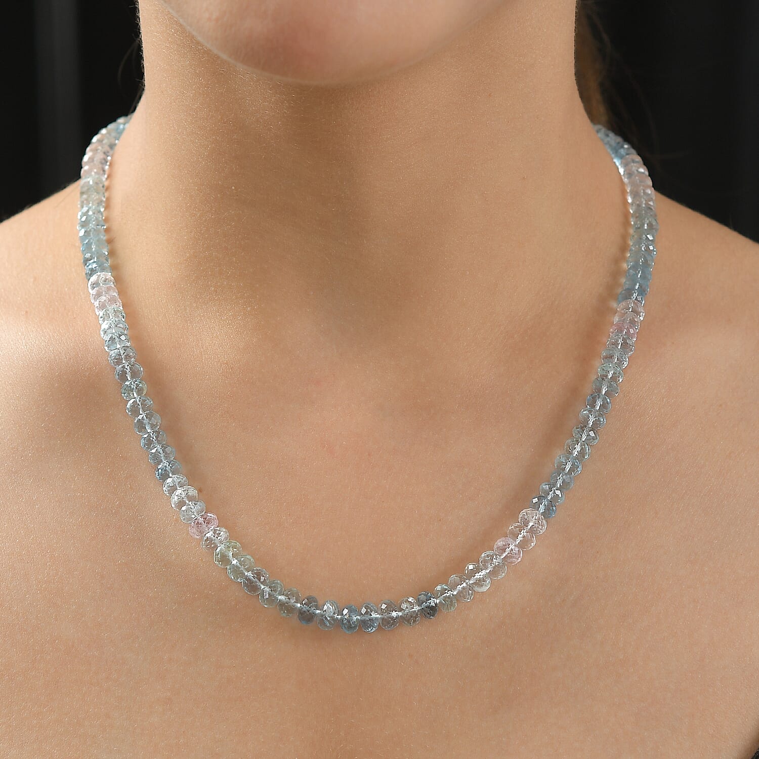 Aquamarine and Morganite Necklace (Size - 18+2 Ext.) in Yellow Gold Plated Sterling Silver 125.00 Ct.