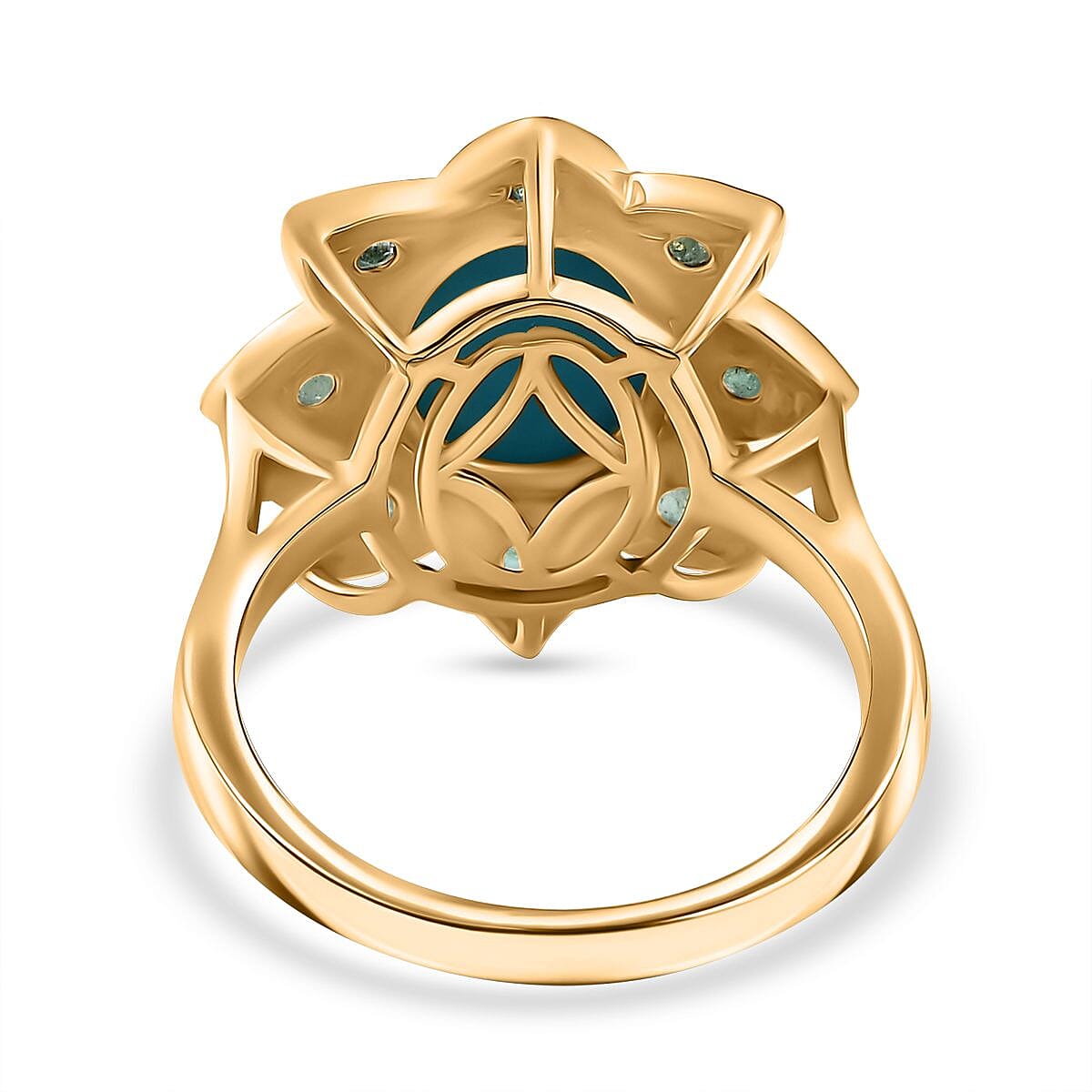 Sleeping Beauty Turquoise & Emerald Solitaire Ring in 18K Vermeil Yellow Gold Plated Sterling Silver 2.62 Ct. Sleeping Beauty Turquoise & Emerald Solitaire Ring in 18K Vermeil Yellow Gold Plated Sterling Silver 2.62 Ct.