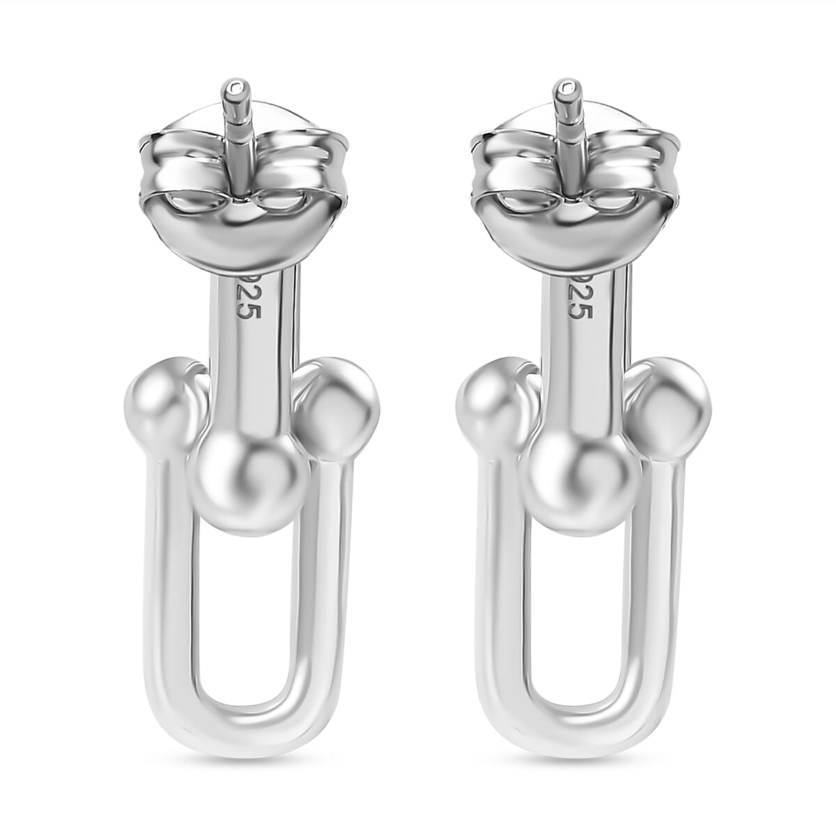 Moissanite Earring with Push Back in Rhodium Overlay Sterling Silver Moissanite Earring with Push Back in Rhodium Overlay Sterling Silver