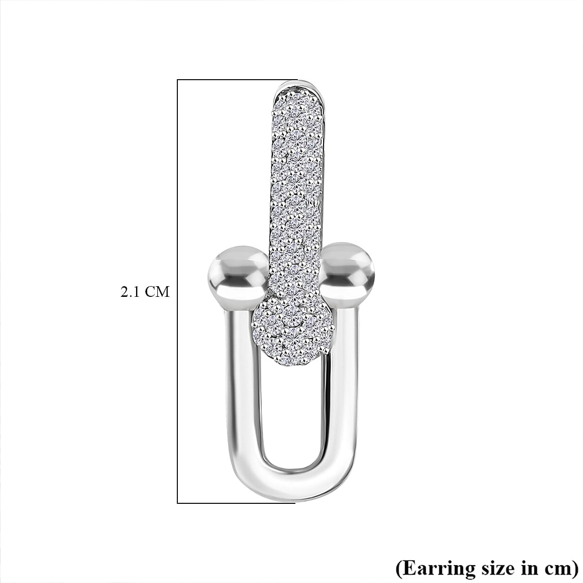 Moissanite Earring with Push Back in Rhodium Overlay Sterling Silver Moissanite Earring with Push Back in Rhodium Overlay Sterling Silver