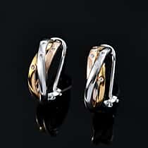 Moissanite Half Hoop Earrings in Sterling Silver with Rhodium, 18K Vermeil Yellow Gold and Rose Gold