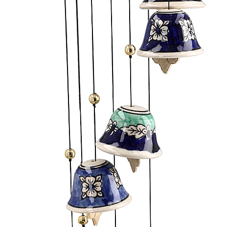 Set of 2 Ceramic Hanging 8 bells - Navy