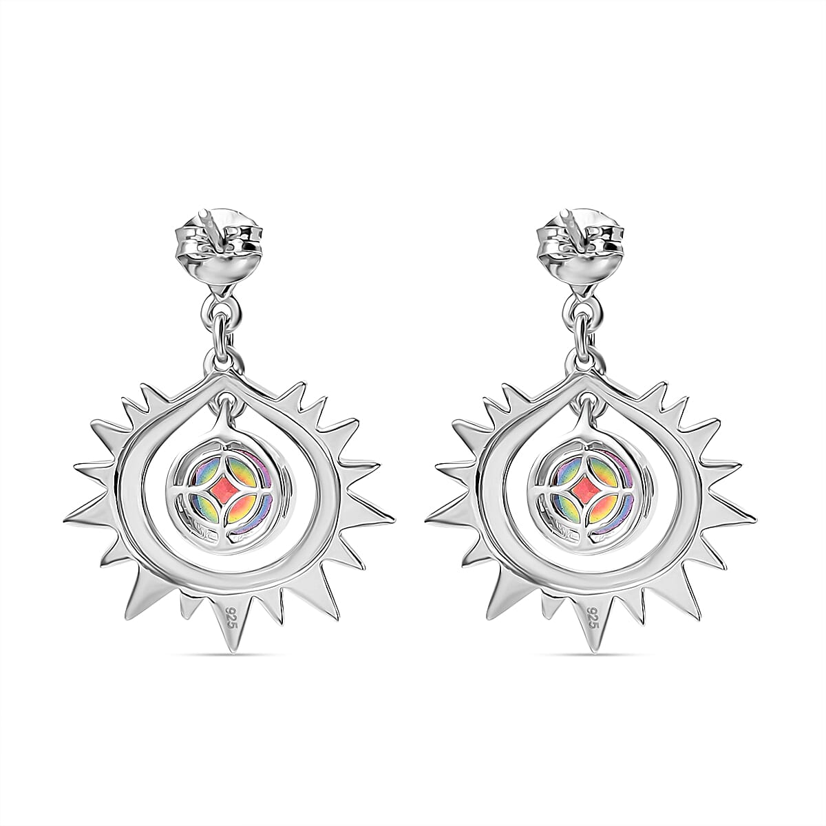Nebula Quartz & White Zircon Celestial Shine Push Back Earrings in Rhodium Overlay Sterling Silver 2.76 Ct, Silver Wt. 7.30 Gms. Nebula Quartz & White Zircon Celestial Shine Push Back Earrings in Rhodium Overlay Sterling Silver 2.76 Ct, Silver Wt. 7.30 Gms.