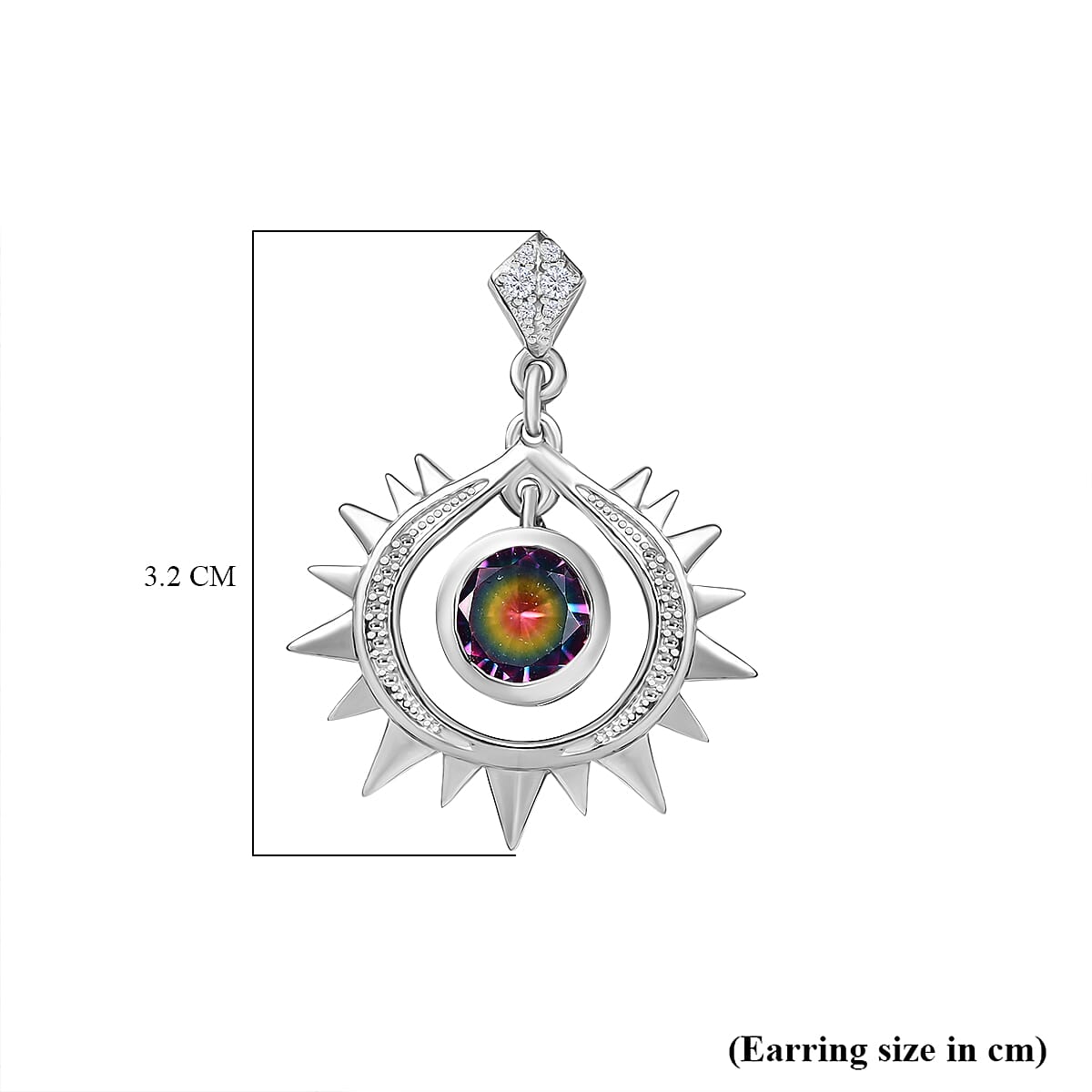 Nebula Quartz & White Zircon Celestial Shine Push Back Earrings in Rhodium Overlay Sterling Silver 2.76 Ct, Silver Wt. 7.30 Gms. Nebula Quartz & White Zircon Celestial Shine Push Back Earrings in Rhodium Overlay Sterling Silver 2.76 Ct, Silver Wt. 7.30 Gms.