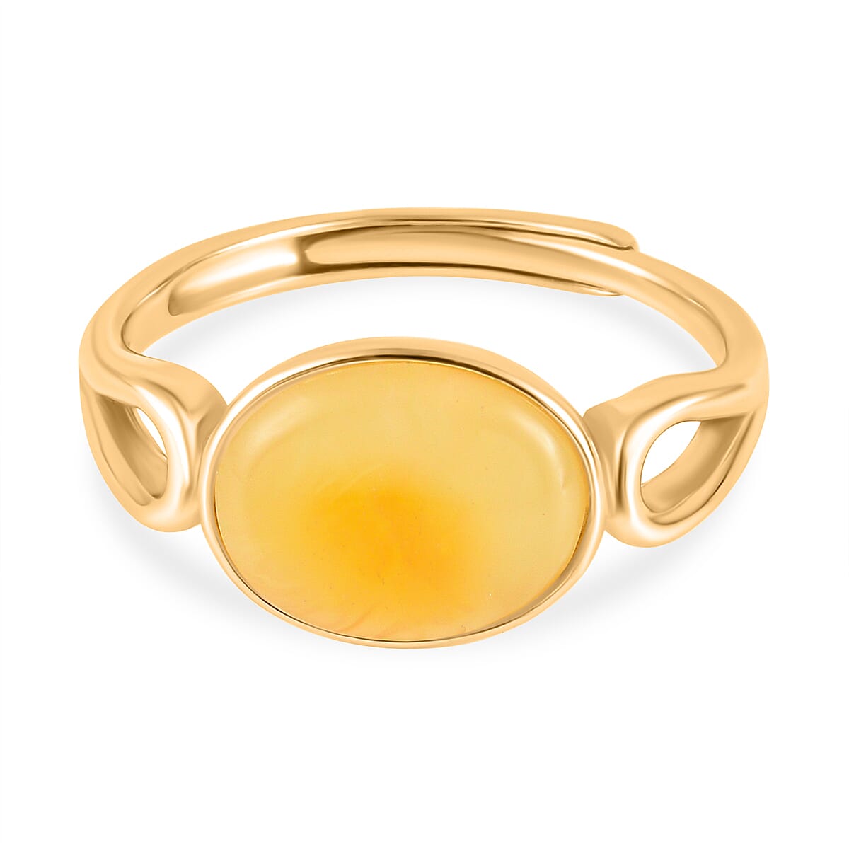 Butterscotch Amber Adjustable Ring in Gold Plated Sterling Silver