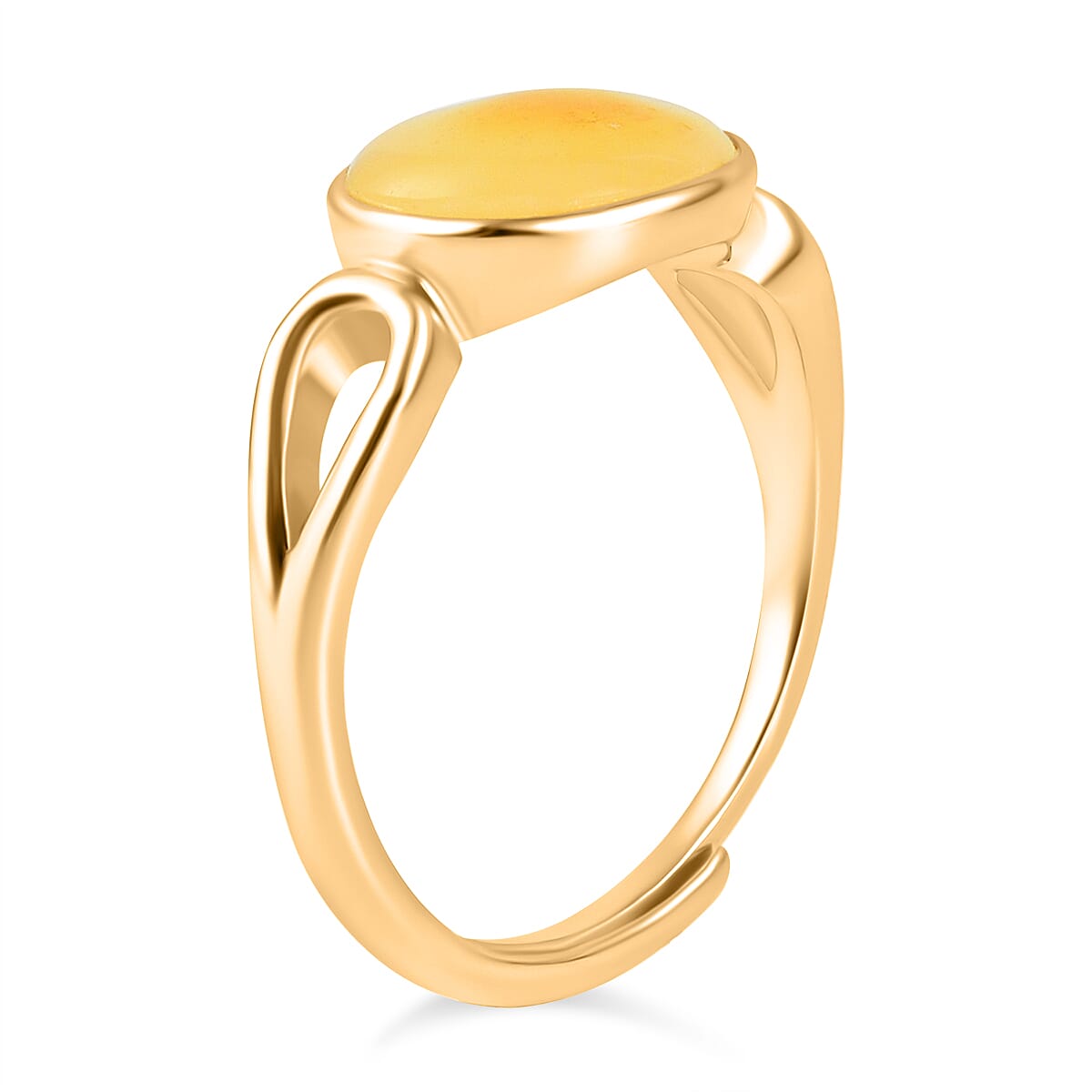 Butterscotch Amber Adjustable Ring in Gold Plated Sterling Silver