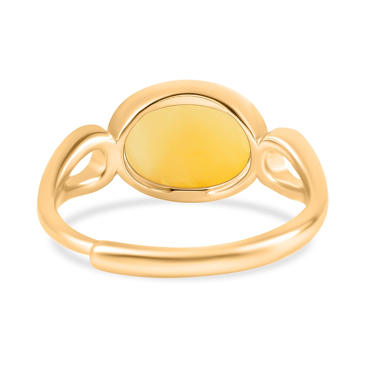 Butterscotch Amber Adjustable Ring in Gold Plated Sterling Silver