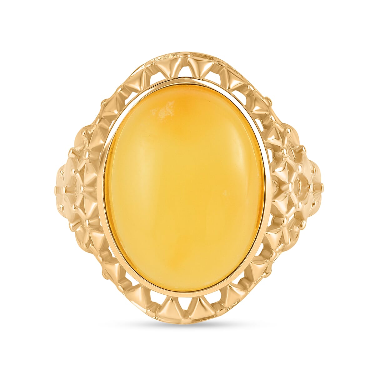 Butterscotch Amber Adjustable Ring in Gold Plated Sterling Silver