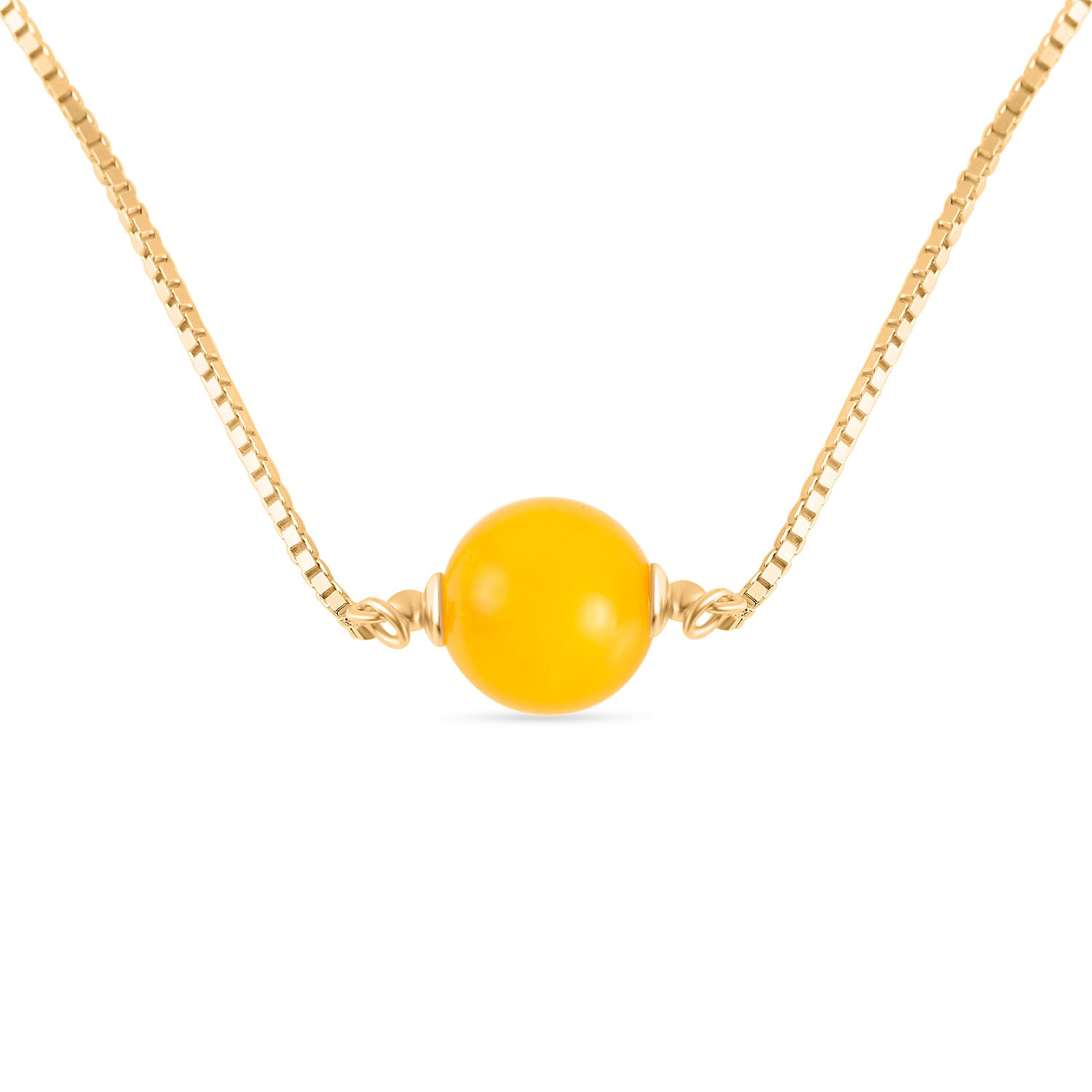 Butterscotch Amber Necklace (Size - 17-2 Ext) in Gold Plated Sterling Silver 1.50 Ct.