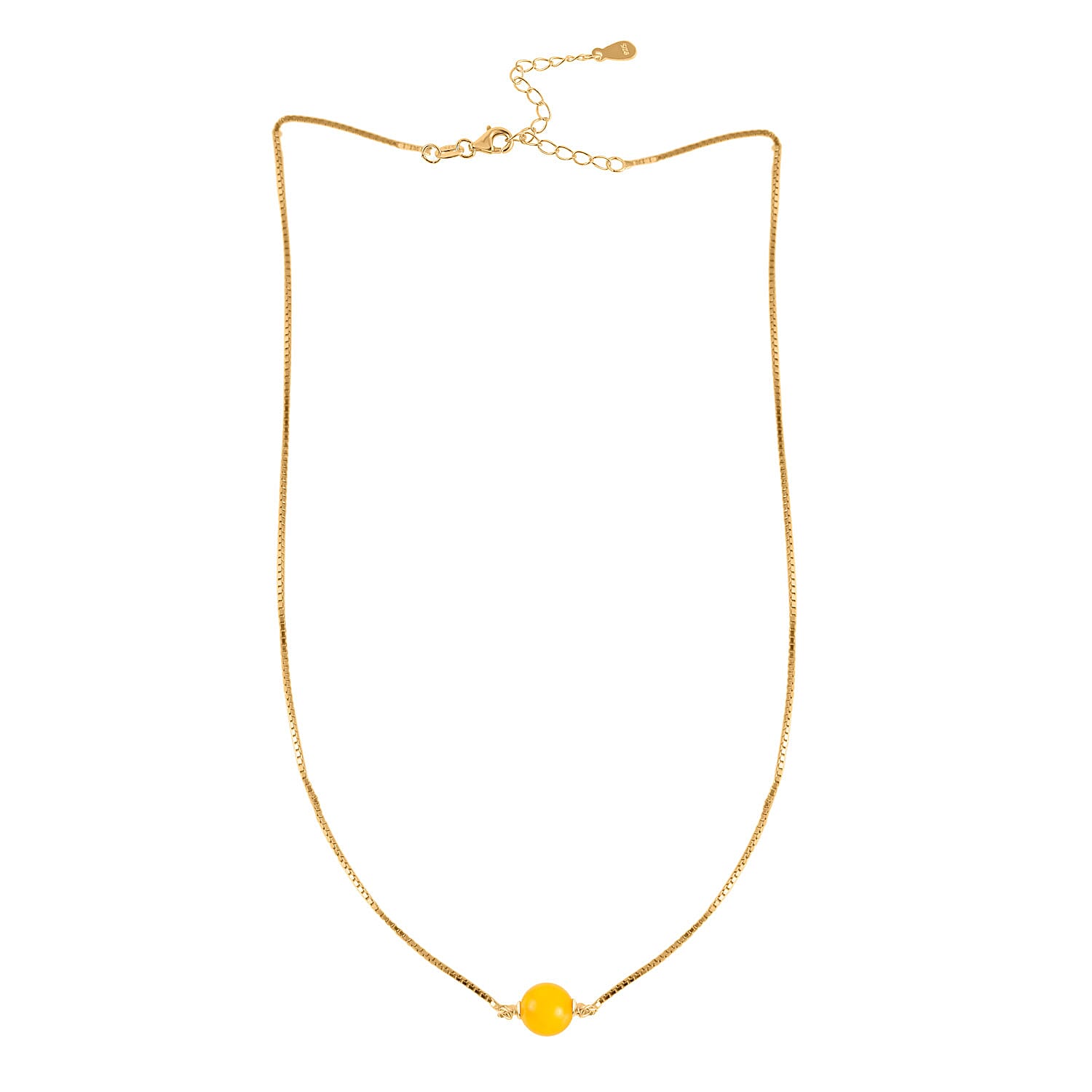 Butterscotch Amber Necklace (Size - 17-2 Ext) in Gold Plated Sterling Silver 1.50 Ct.