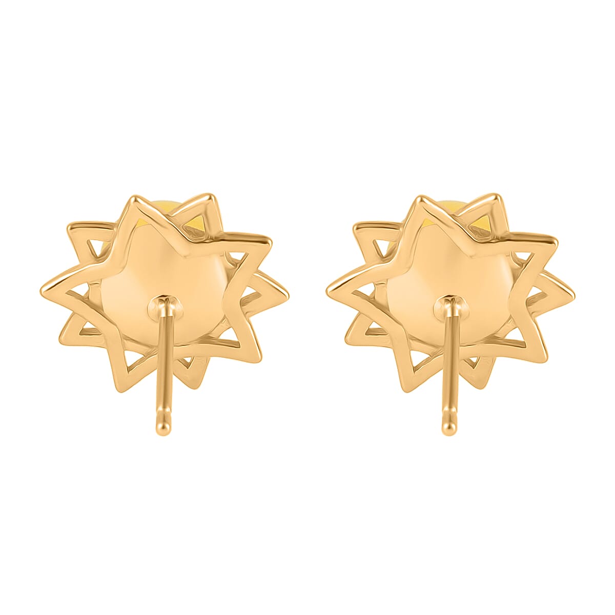 Butterscotch Amber Push Back Earrings in Gold Plated Sterling Silver