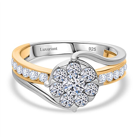 Luxuriant Diamond Lab Grown Diamond (SI-G-H) Ring In Vermeil Yellow Gold Plated & Platinum Overlay Sterling Silver 1.00 Ct.