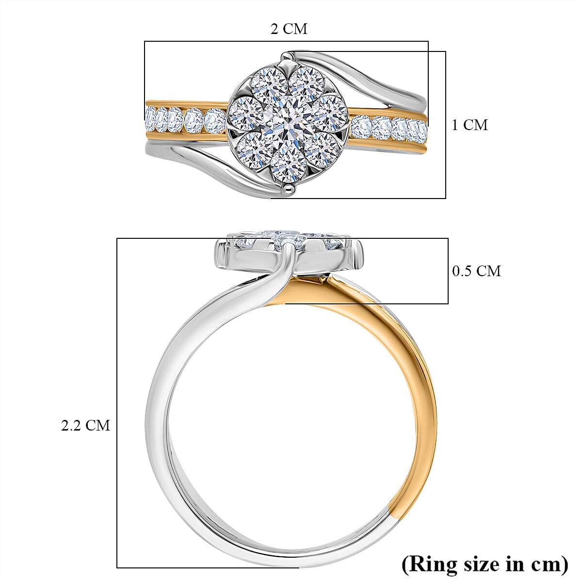Luxuriant Diamond Lab Grown Diamond (SI-G-H) Ring In Vermeil Yellow Gold Plated & Platinum Overlay Sterling Silver 1.00 Ct. Luxuriant Diamond Lab Grown Diamond (SI-G-H) Ring In Vermeil Yellow Gold Plated & Platinum Overlay Sterling Silver 1.00 Ct.