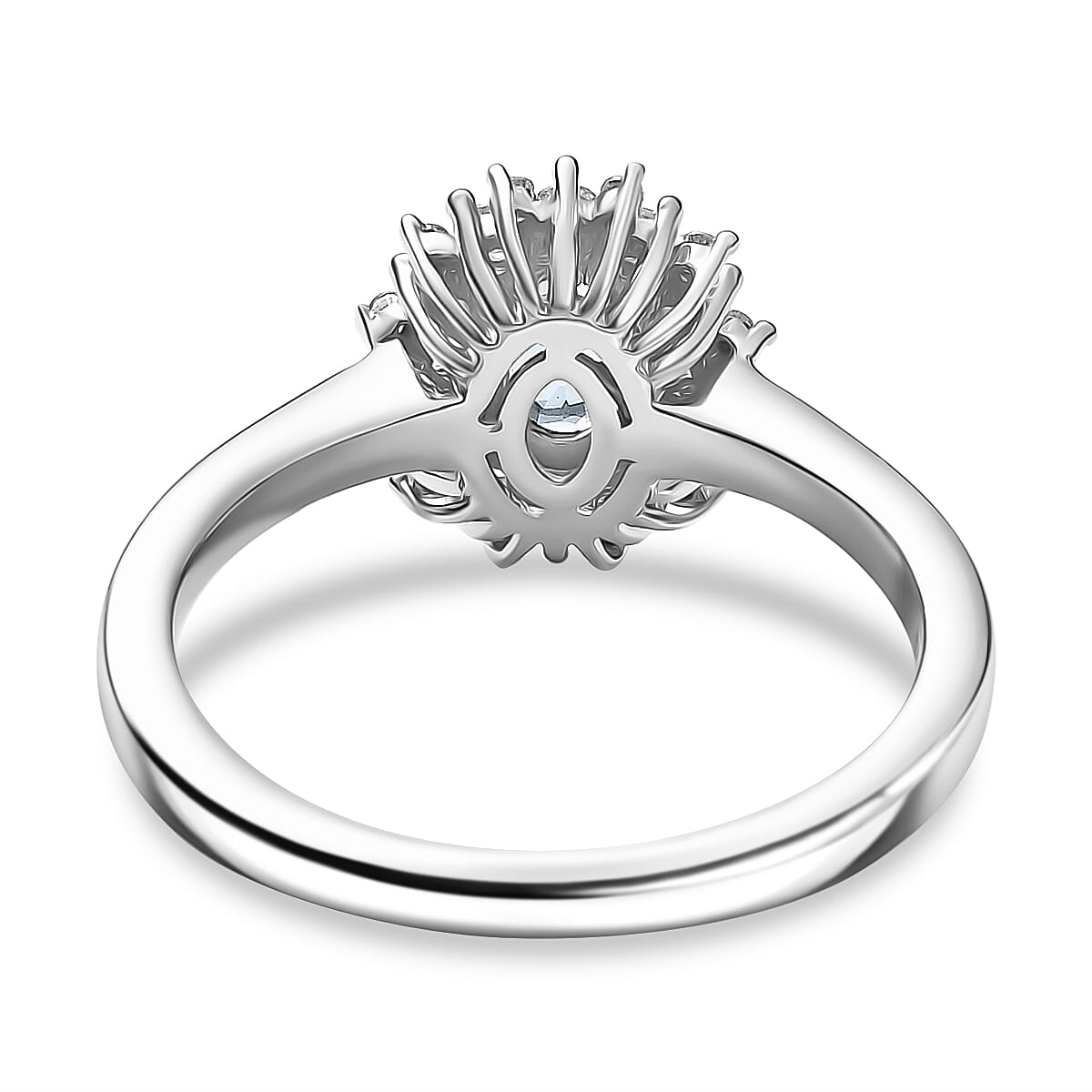 Santamaria Aquamarine & White Zircon Ring in Rhodium Overlay Sterling Silver. Santamaria Aquamarine & White Zircon Ring in Rhodium Overlay Sterling Silver.