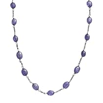 42 Ct. Premium Tanzanite Necklace in Rhodium Overlay Sterling Silver 24 Inch