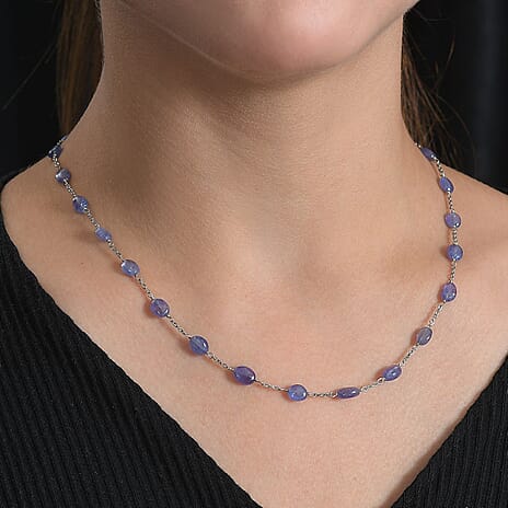 Tanzanite  Necklace (Size - 24) in Rhodium Overlay Sterling Silver 47.00 ct  42.000  Ct.