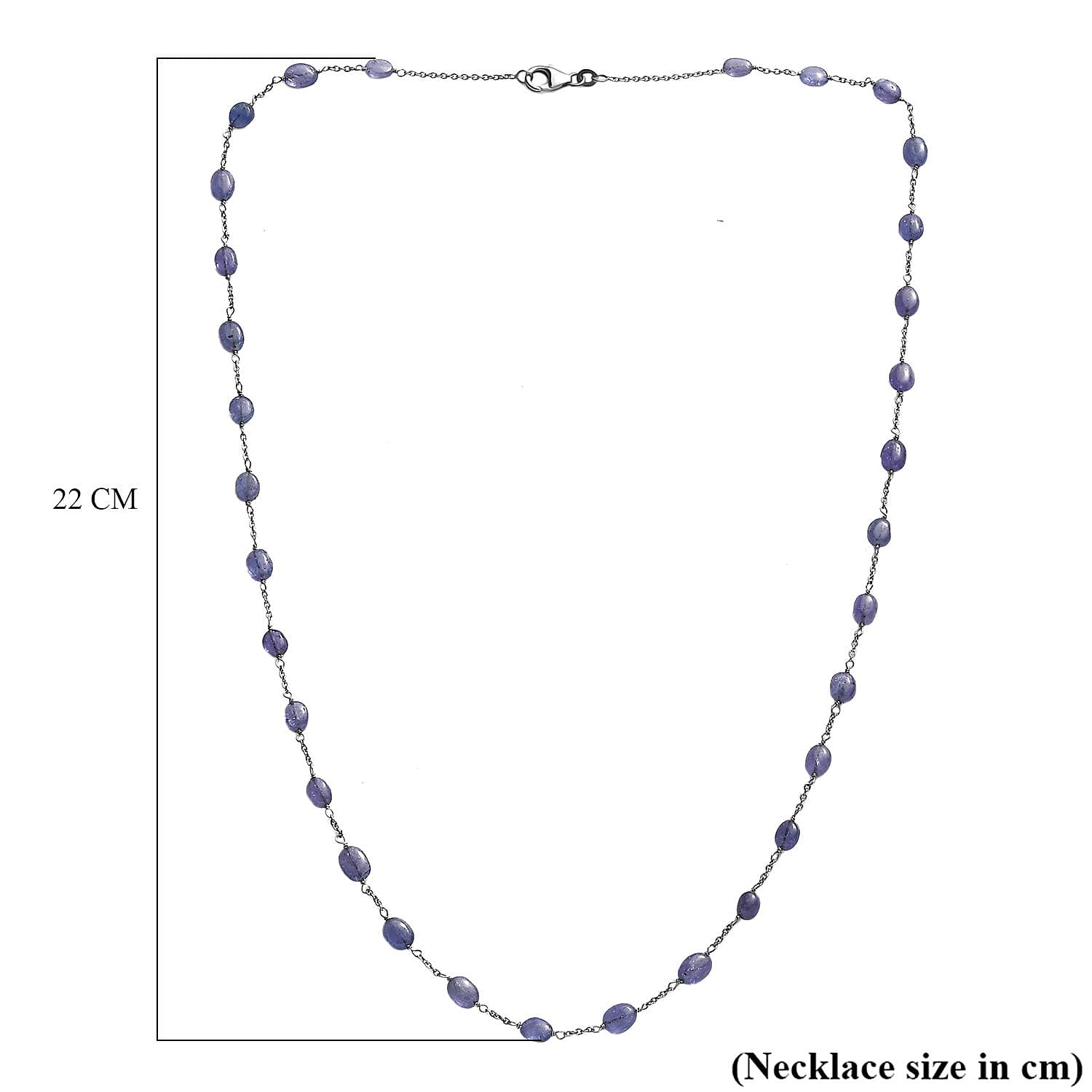Tanzanite Necklace (Size - 24) in Rhodium Overlay Sterling Silver 47.00 ct 42.000 Ct. Tanzanite Necklace (Size - 24) in Rhodium Overlay Sterling Silver 47.00 ct 42.000 Ct.