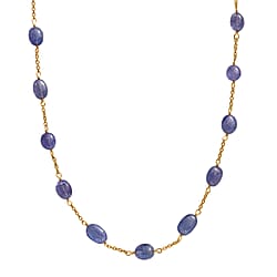 42 Ct. Premium Tanzanite Necklace in Rhodium Overlay Sterling Silver 24 Inch