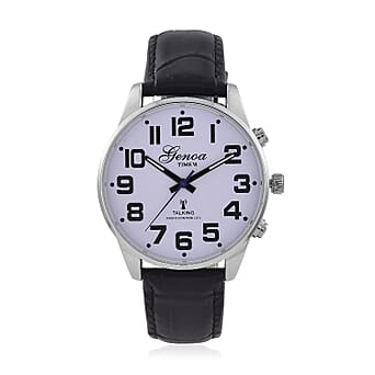 https://tjcuk.sirv.com/Products/80/6/8060155/GENOA-TIME-V2-Quartz-Movt-3ATM-Water-Resistant-White-Dial-Talking-Watc_8060155.jpg?w=342&h=342