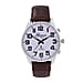 GENOA TIME V2 Quartz Movt. 3ATM Water Resistant White Dial Talking Watch with Brown Colour Leather Strap and Silver-Tone Case