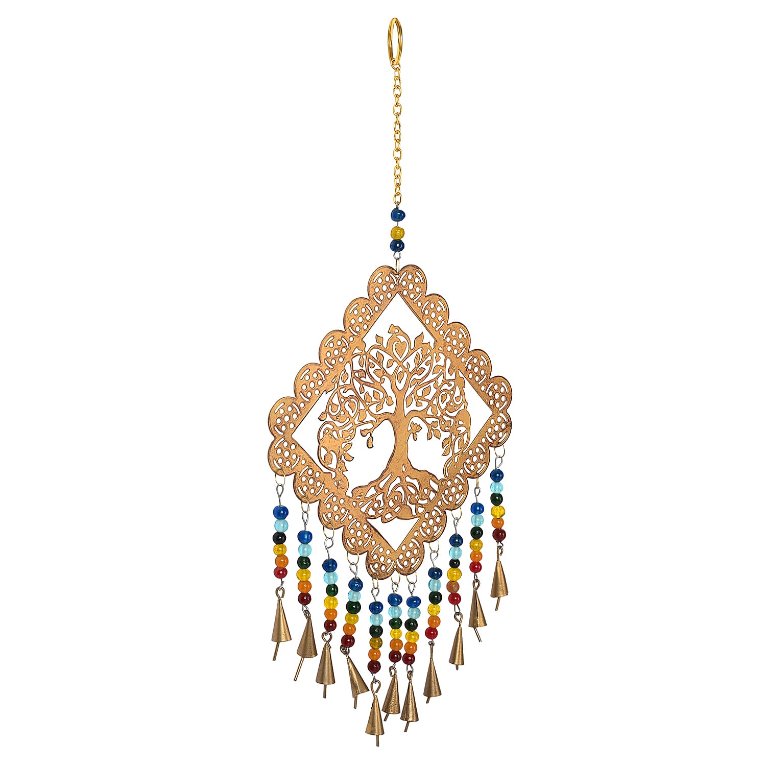 Handmade Tree of Life Hanging Iron Wind Chime (16 x 25 cm) - Golden