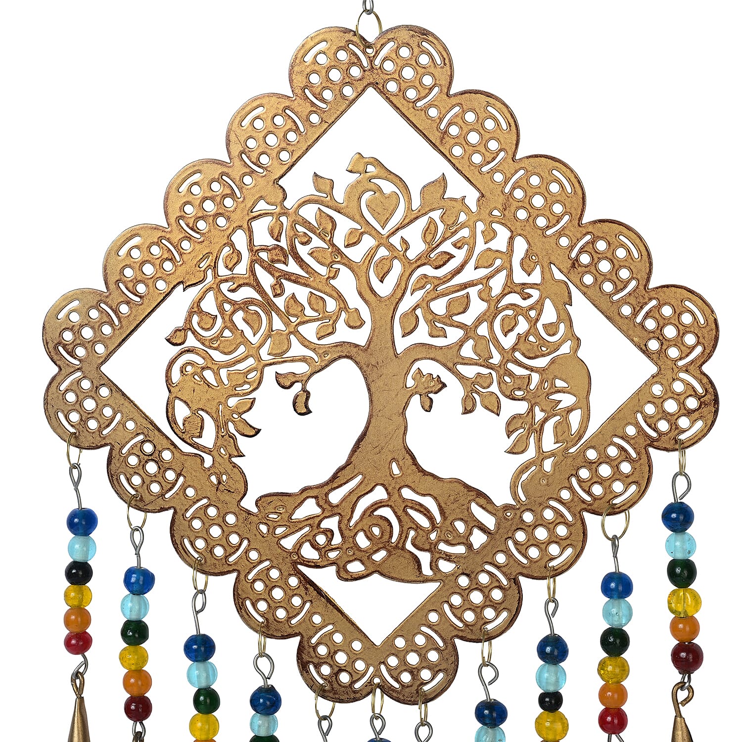 Handmade Tree of Life Hanging Iron Wind Chime (16 x 25 cm) - Golden