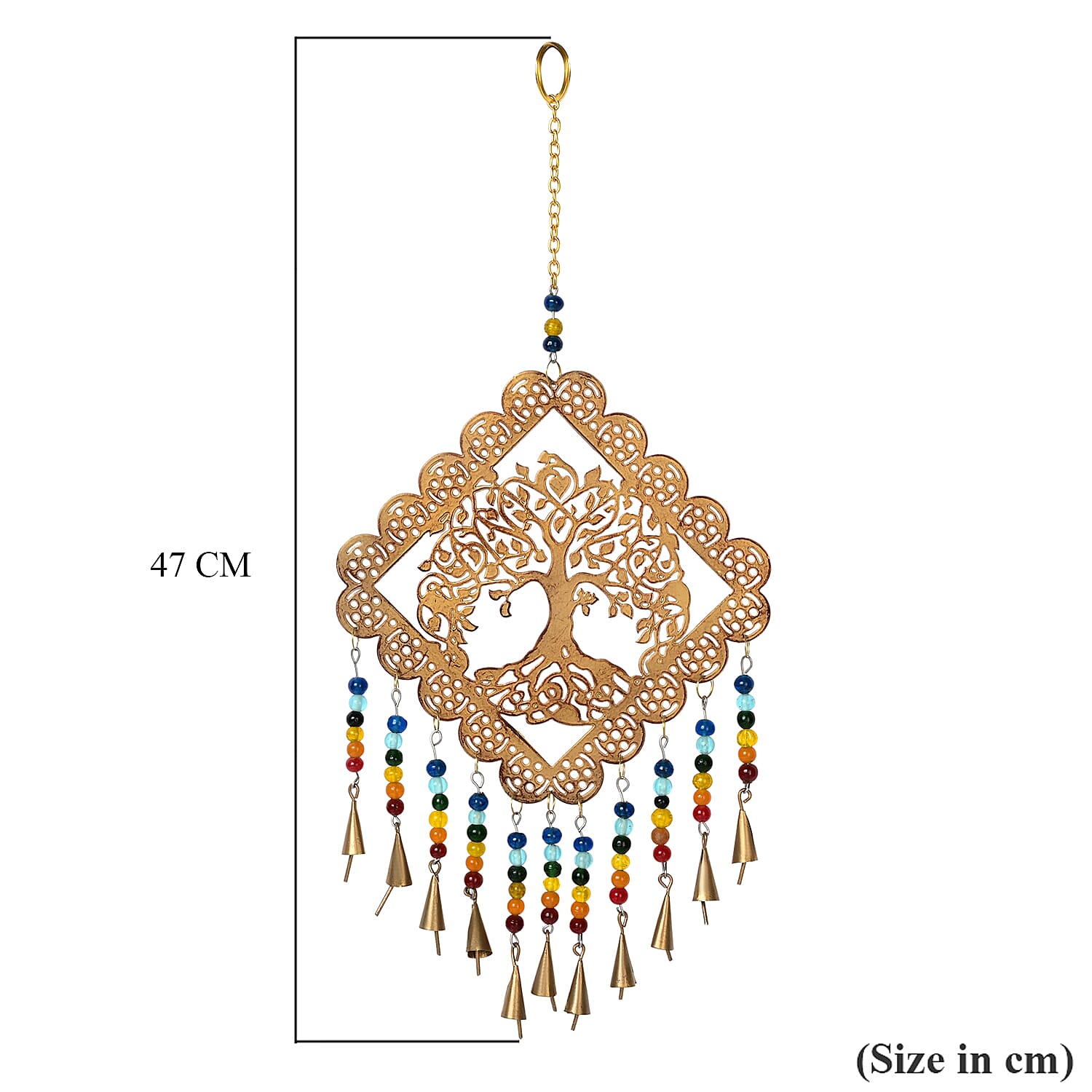 Handmade Tree of Life Hanging Iron Wind Chime (16 x 25 cm) - Golden