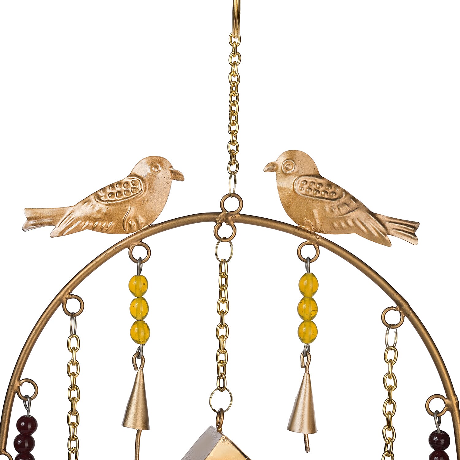 Handmade Hanging Bird House Iron Wind Chime (45 cm) - Golden