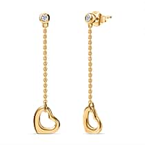 LUXURIANT Lab Grown Diamond (SI G/H) Drop Heart Earring with Push Back in 18K Vermeil Yellow Gold Plated Sterling Silver