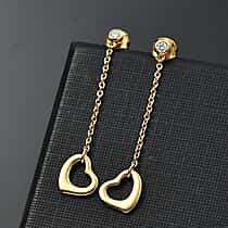 LUXURIANT Lab Grown Diamond (SI G/H) Drop Heart Earring with Push Back in 18K Vermeil Yellow Gold Plated Sterling Silver